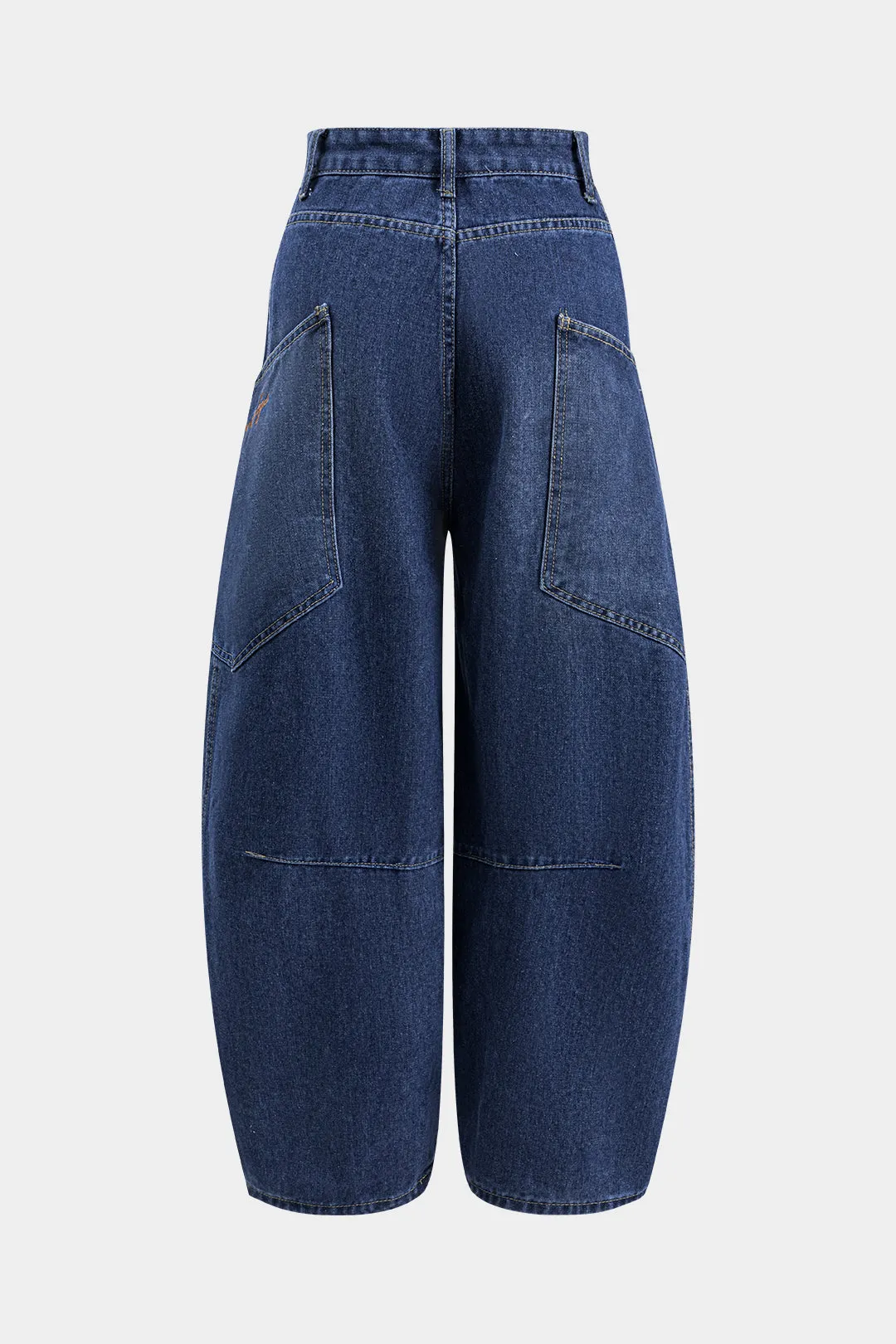 Denim broderi knap lomme brede ben tønde jeans sold by Micas product image thumbnail 2