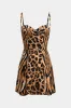 Leopard print satin lynlås korset slip mini kjole sold by Micas