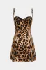 Leopard print satin lynlås korset slip mini kjole sold by Micas