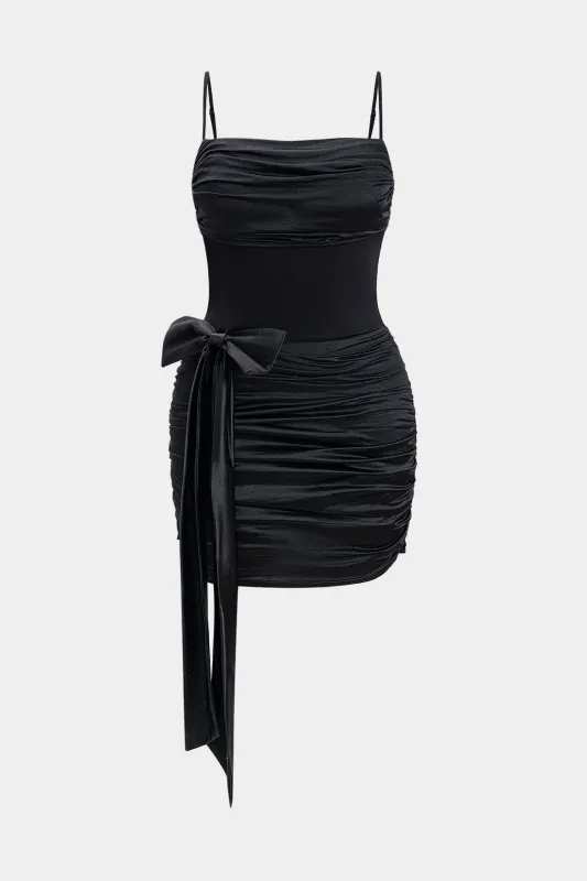 Plus Size  Patchwork Tie Front Slip Mini Dress sold by Micas