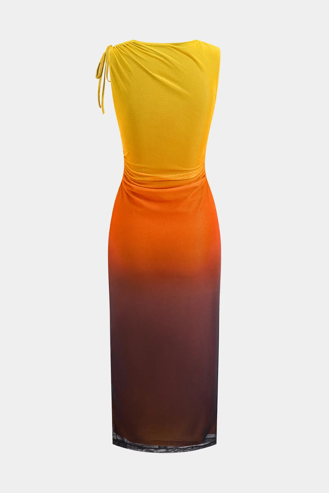 Ombre Print Mesh Ruched DrawString Midi Dress sold by Micas product image thumbnail 2