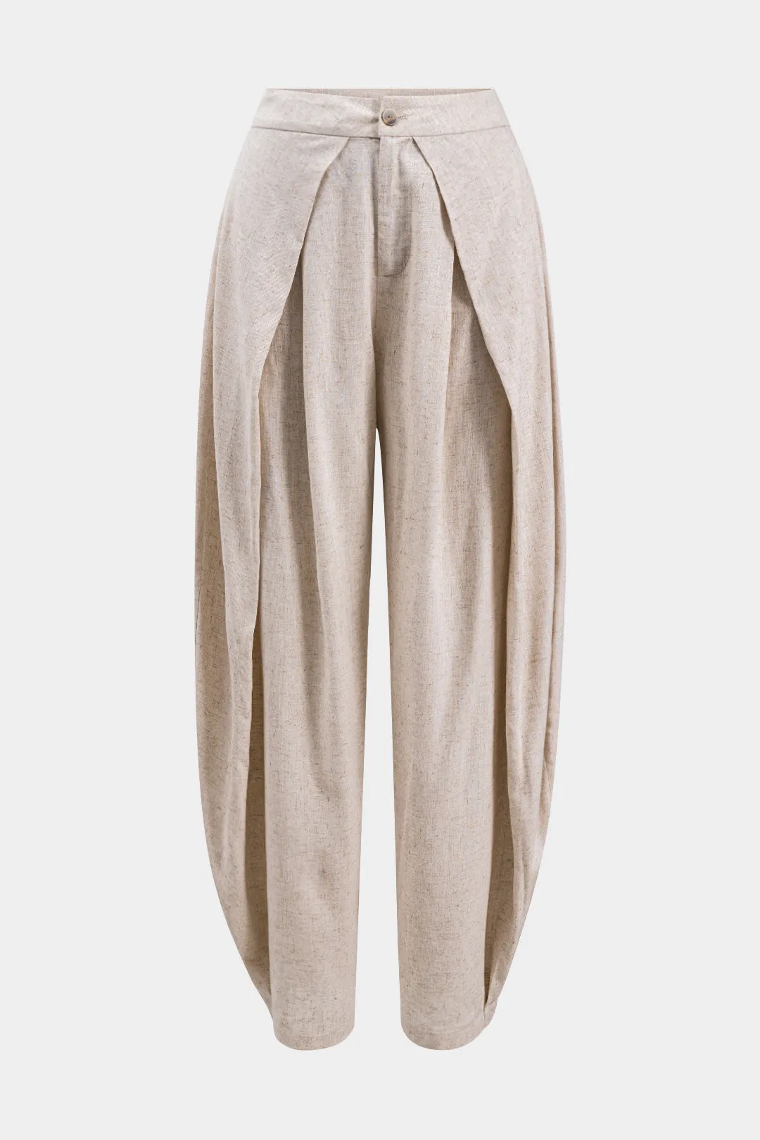 Linen Ruched Button Pocket Trousers sold by Micas