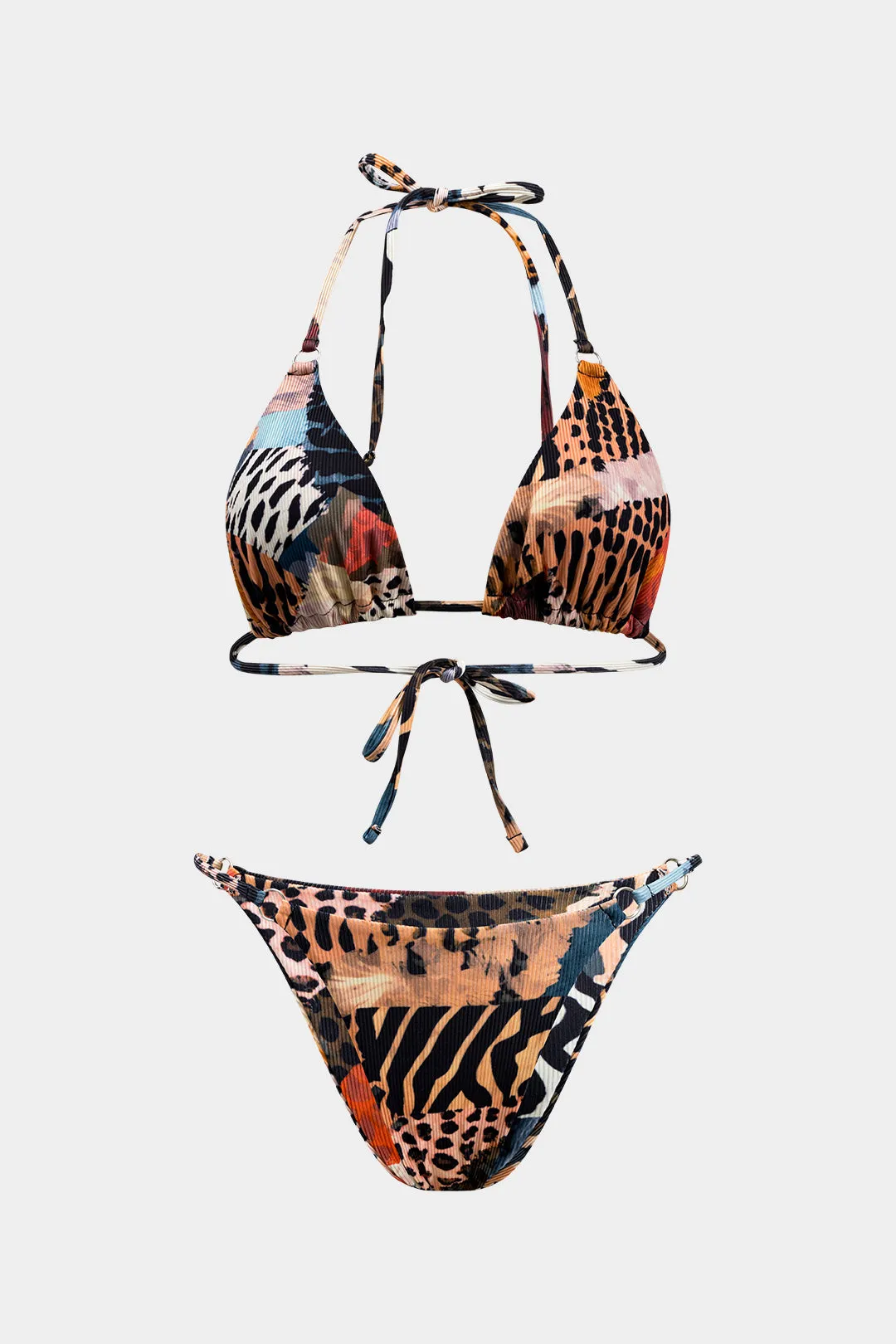 Leopard Print Tie Up Backless Bikini Set sold by Micas