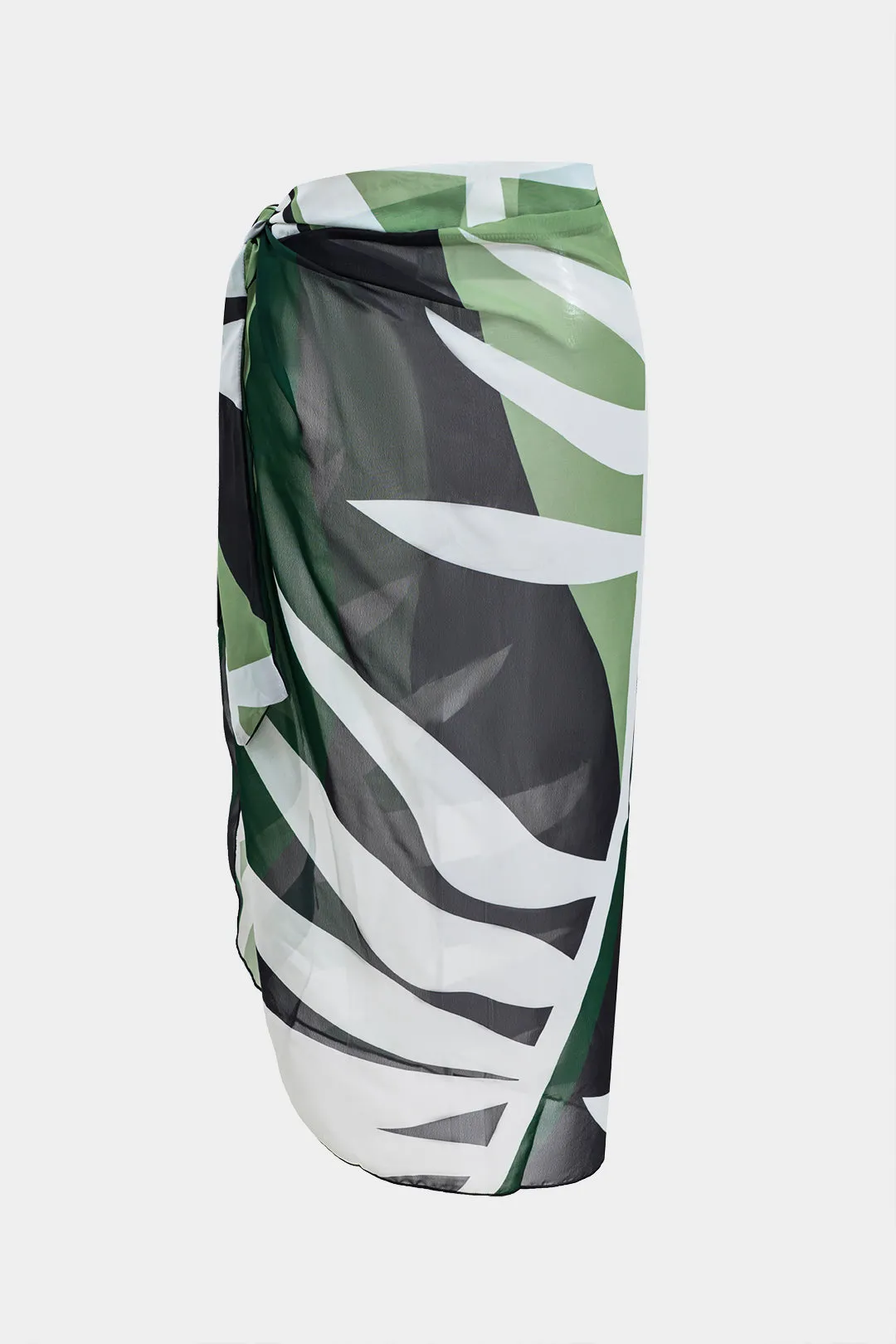 Tekstureret sten ruched udskåret slips tilbage mave kontrol badedragt og abstrakt print slips knude cover up sæt sold by Micas product image thumbnail 5