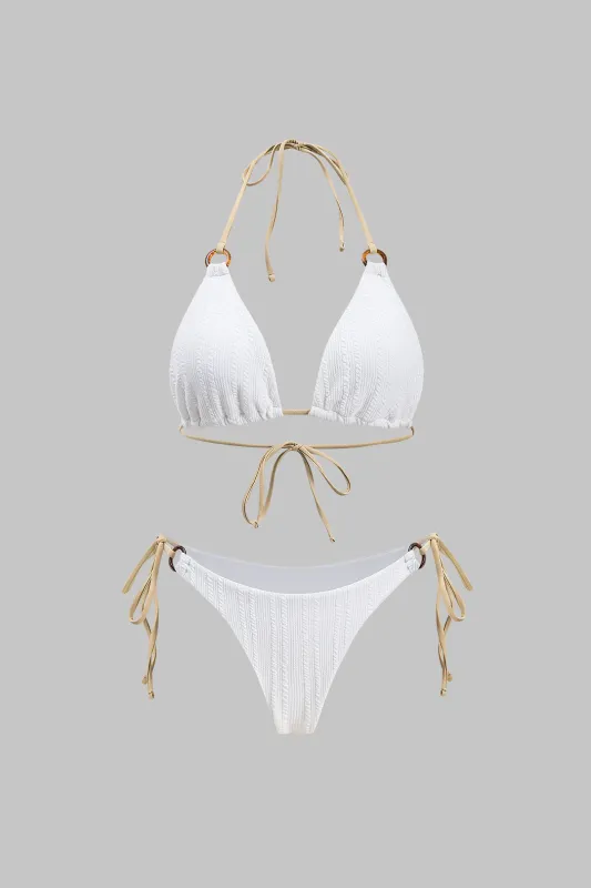 Kontrastbind ruched bagløst bikini -sæt sold by Micas