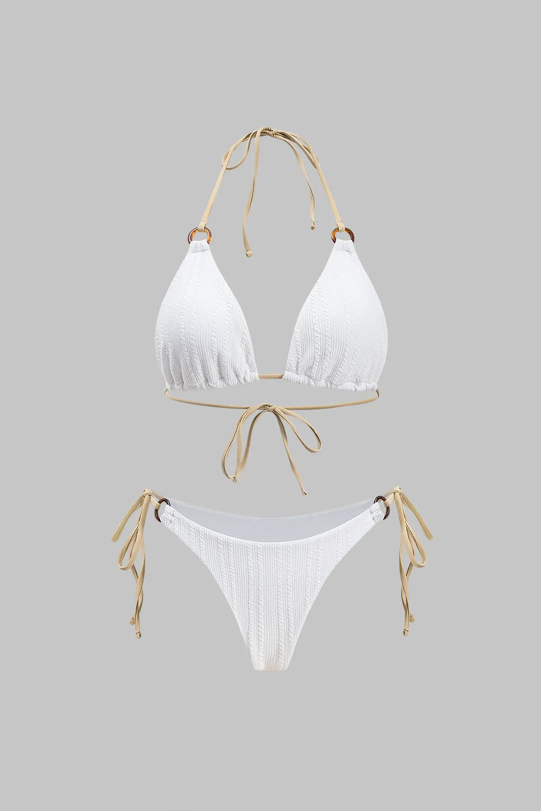 Kontrastbind ruched bagløst bikini -sæt sold by Micas