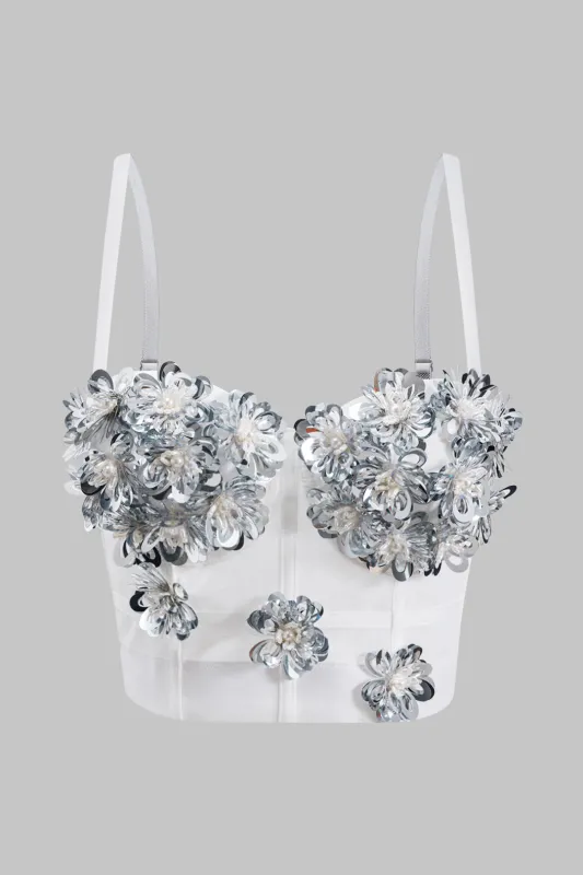 Sequin 3d Flower Corset Cami Top sold by Micas
