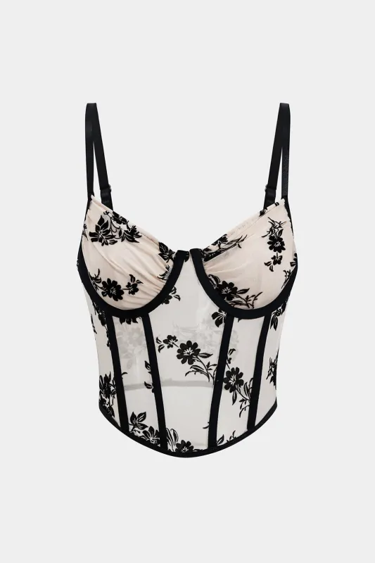 Broderi patchwork ruched ren bustier korset cami top sold by Micas