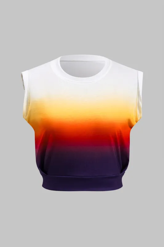 Ombre print ruched t-shirt sold by Micas