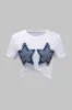 Star flossed patchwork twsit knude kortærmet t-shirt sold by Micas