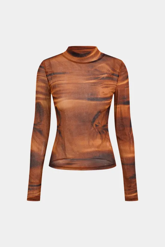 Ombre print tekstureret langærmet top sold by Micas