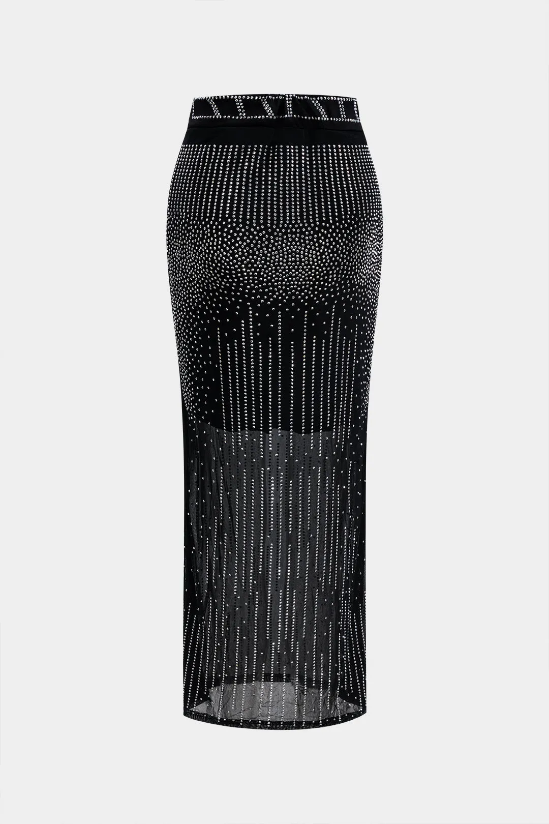 Mesh Rhinestone Langærmet Mock Neck Top og Nederdel sæt sold by Micas product image thumbnail 5