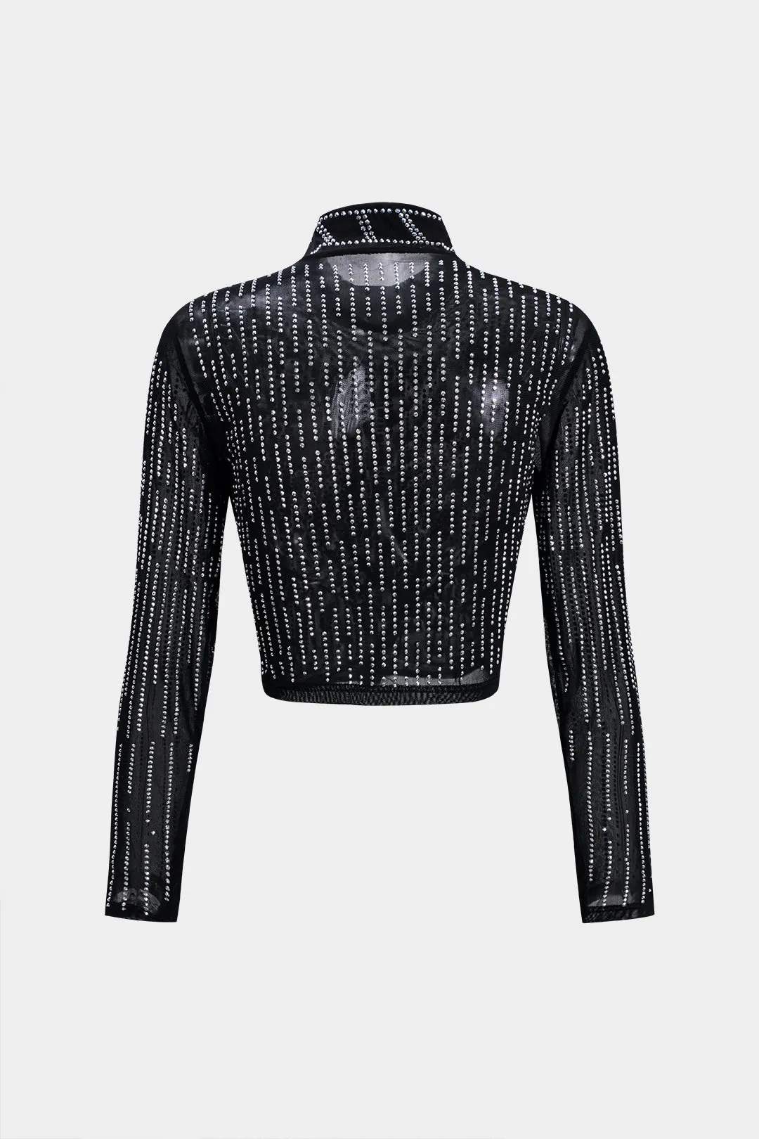 Mesh Rhinestone Langærmet Mock Neck Top og Nederdel sæt sold by Micas product image thumbnail 3