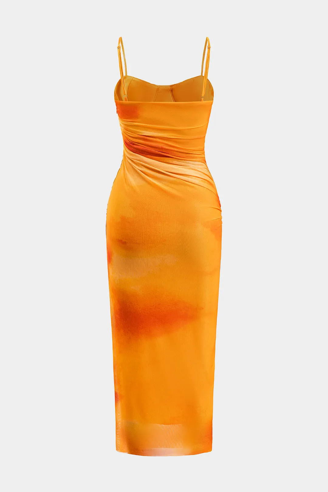 Vandfarveprint Mesh Ruched Slip Midi Dress sold by Micas product image thumbnail 2