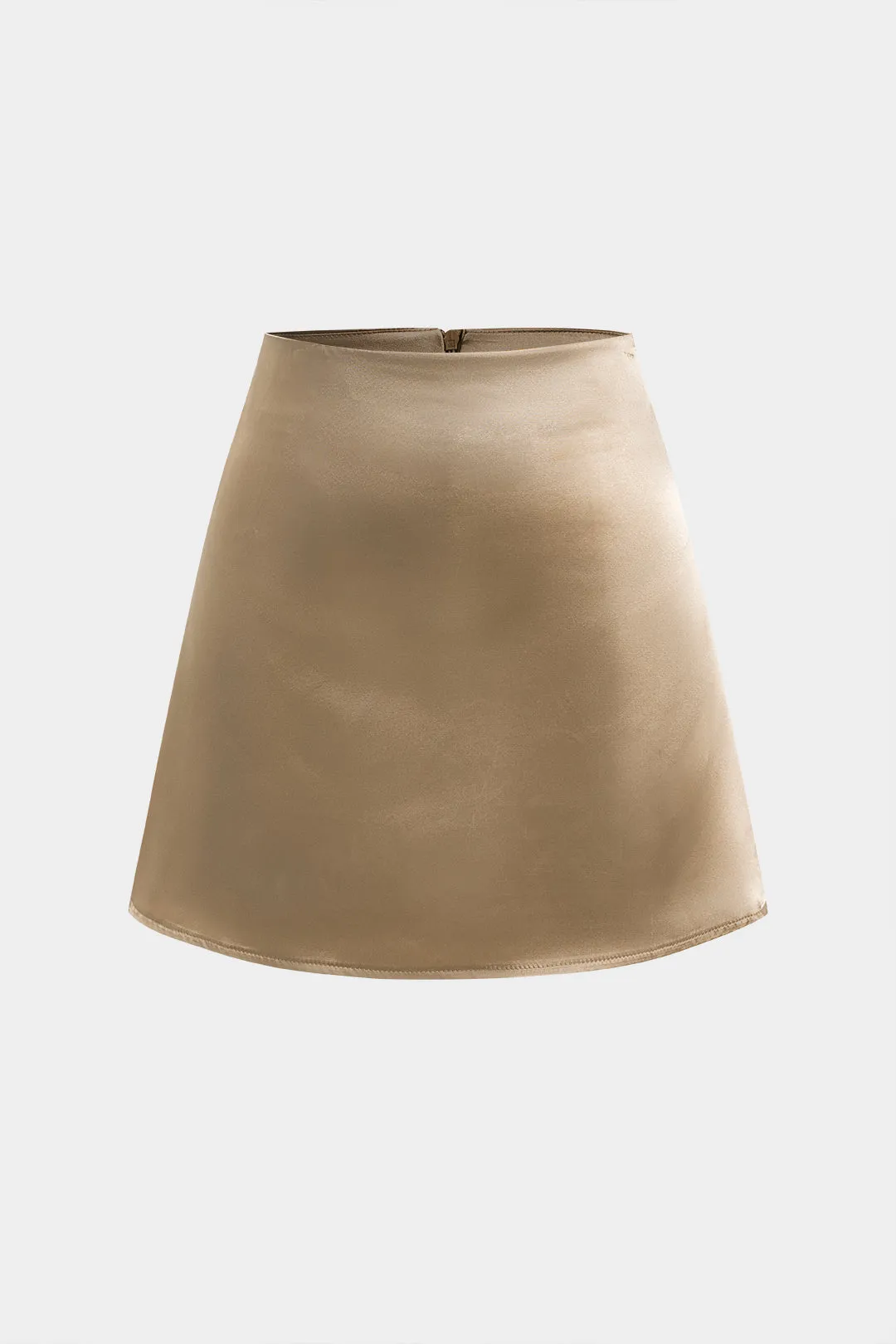 Solid satin lynlås nederdel sold by Micas