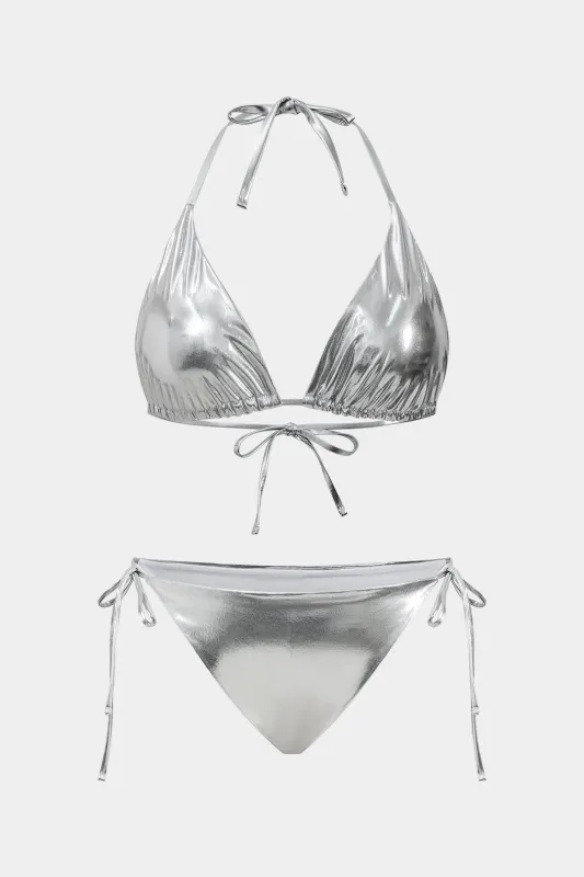 Plus størrelse ruched mærker bind bikini sæt sold by Micas