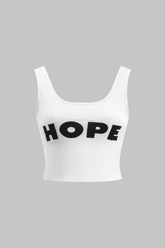 Brevprint ærmeløs tank top sold by Micas
