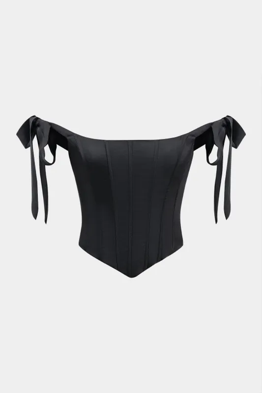 Satin Strappy Tie Back Zipper Corset Cami Top sold by Micas