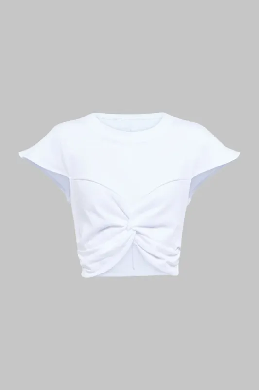 RUCHED TWIST KNOT KORT SEMME T-SHIRT sold by Micas
