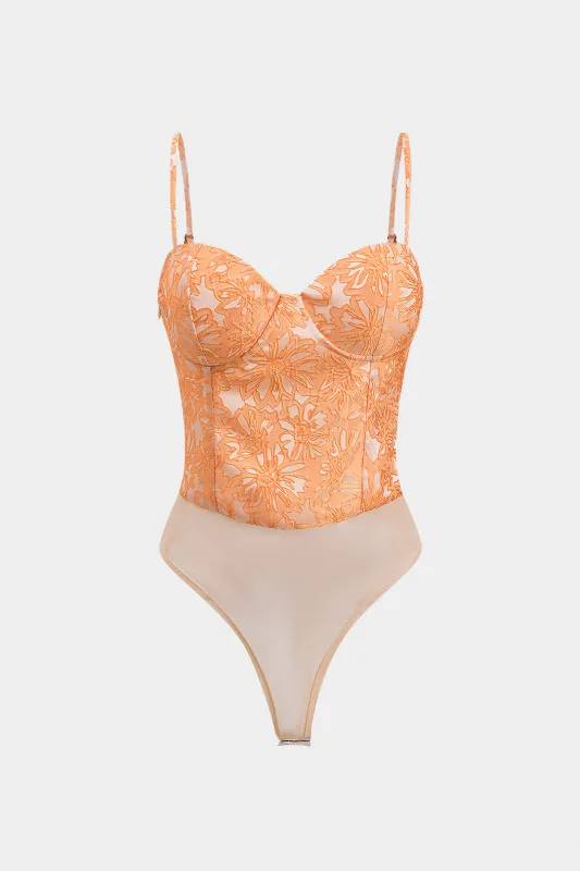 Jacquard rygfri bustier slip bodysuit sold by Micas