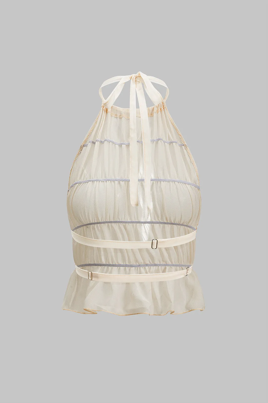 RUCHED TIE UP BACKLESS TOP OG NURTT SET sold by Micas product image thumbnail 3