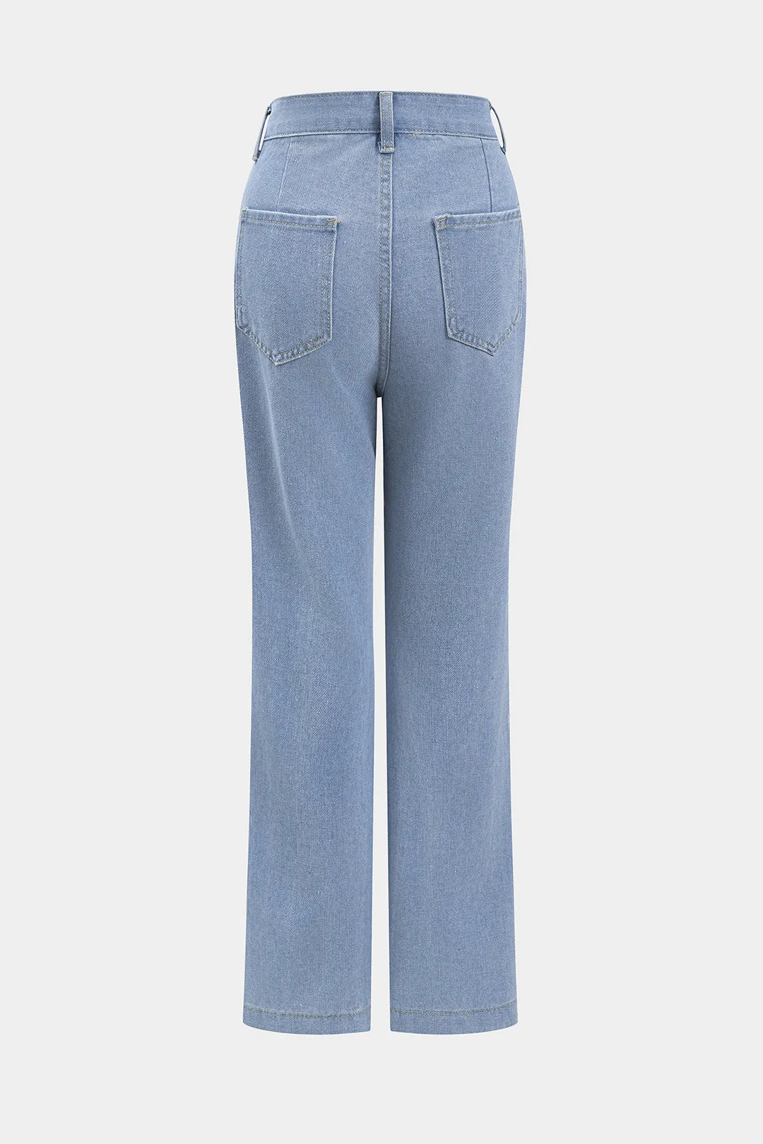 Denim broderi patchwork skåret lomme jeans sold by Micas product image thumbnail 2