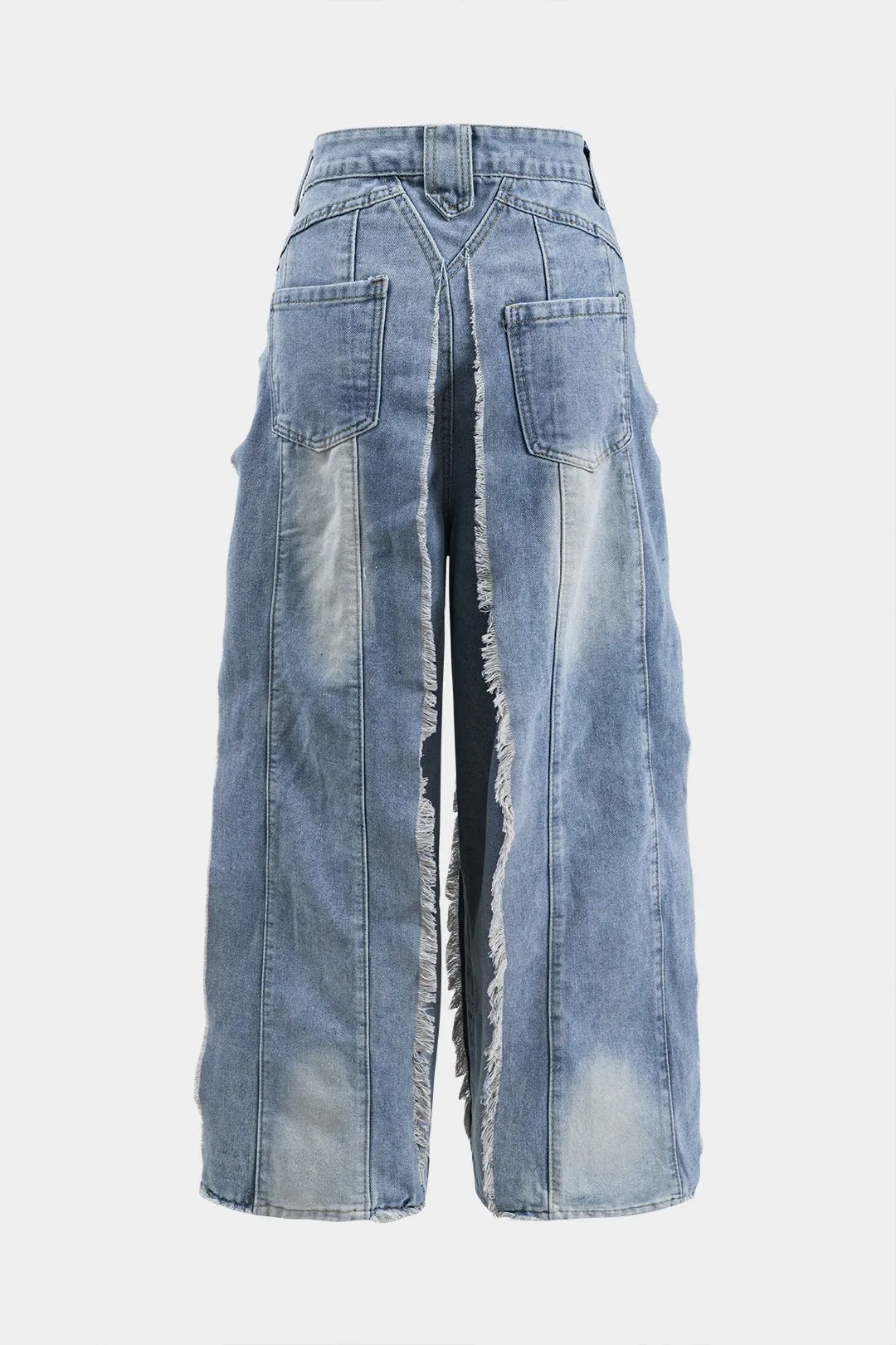 Denim flossede knaplomme brede ben jeans sold by Micas product image thumbnail 2