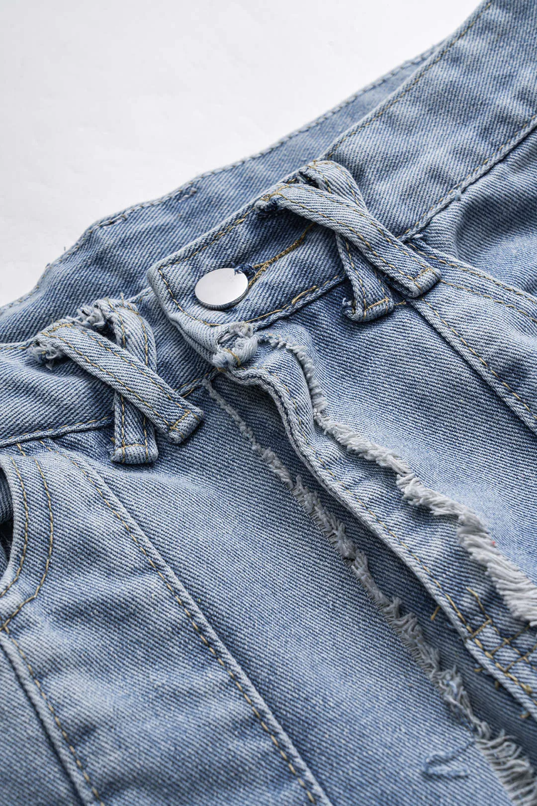 Denim flossede knaplomme brede ben jeans sold by Micas product image thumbnail 3