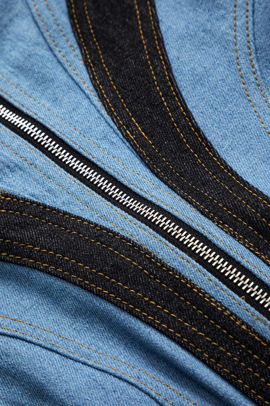 Kontrast denim patchwork lynlås bustier kjole sold by Micas product image thumbnail 4