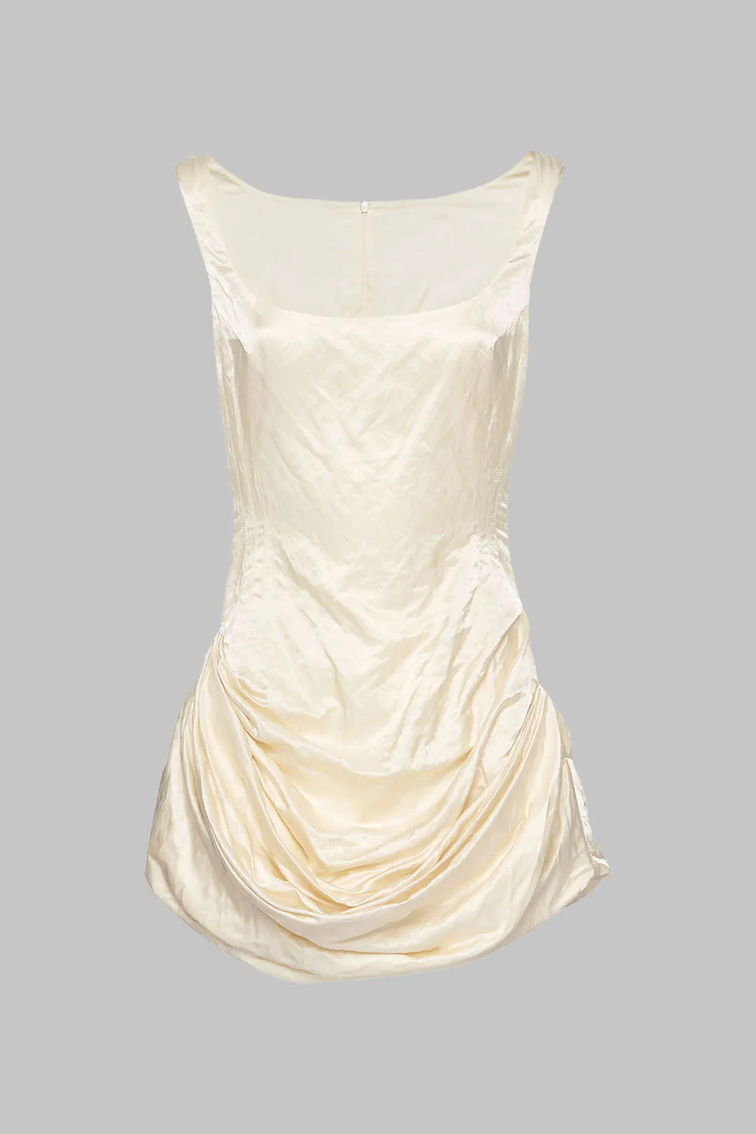 Satin ruched lynlås ærmeløs mini kjole sold by Micas