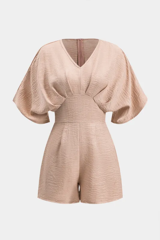 Ruched lynlås kortærmet romper sold by Micas