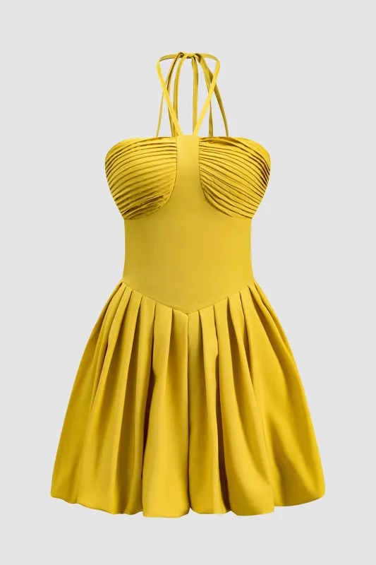 Ruched Tie Up Backless Bustier Mini Dress sold by Micas