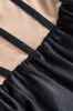 Satin Mesh Patchwork Ruched Tie Up Zipper Bustier Corset Mini Dress sold by Micas