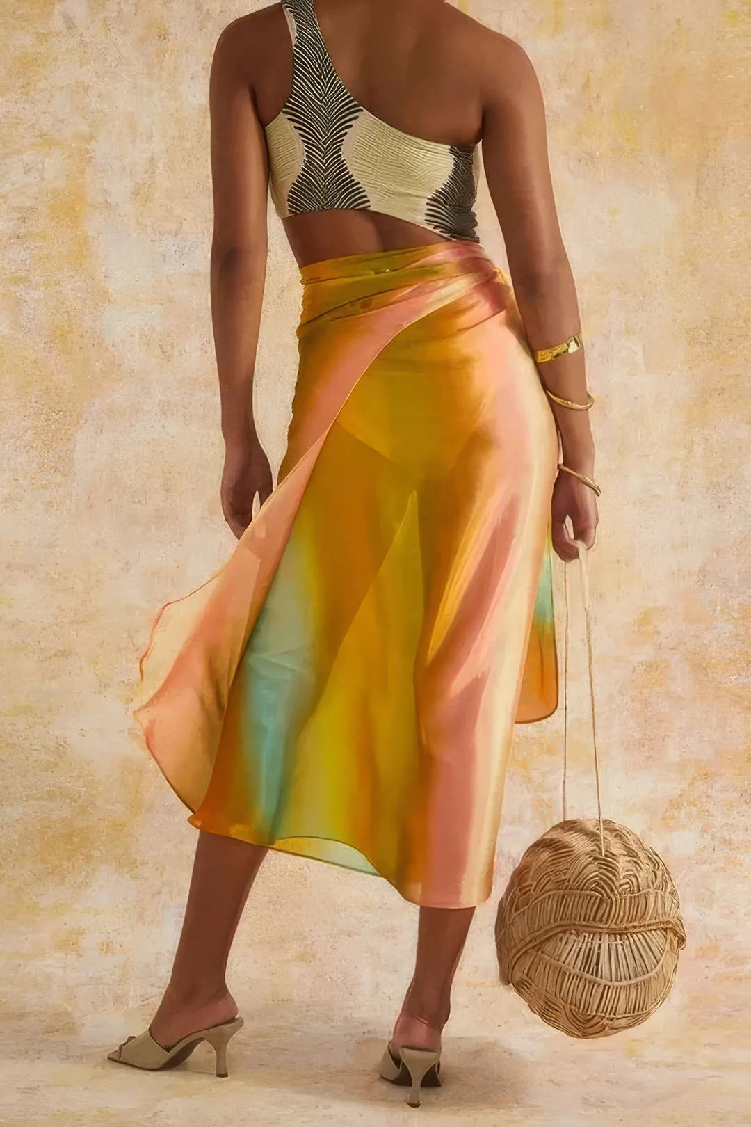 Ombre print satin slips front nederdel sold by Micas product image thumbnail 2