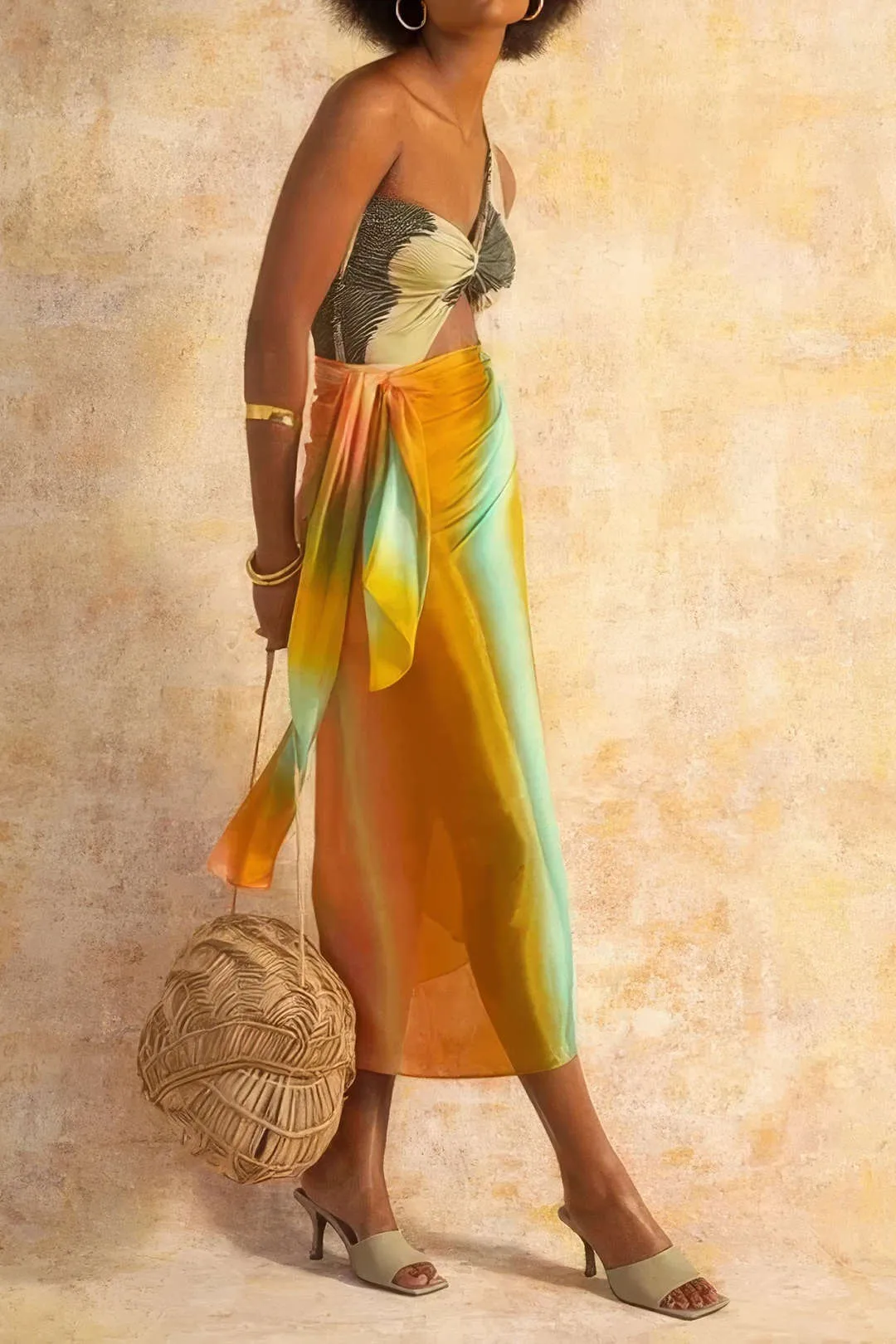 Ombre print satin slips front nederdel sold by Micas product image thumbnail 3