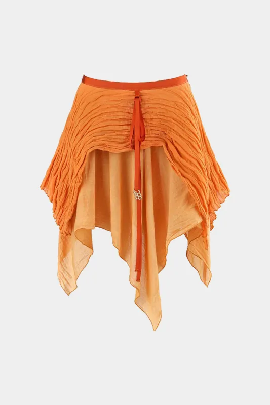 Metallisk indretning chiffon ruched patchwork slips front nederdel made by Micas