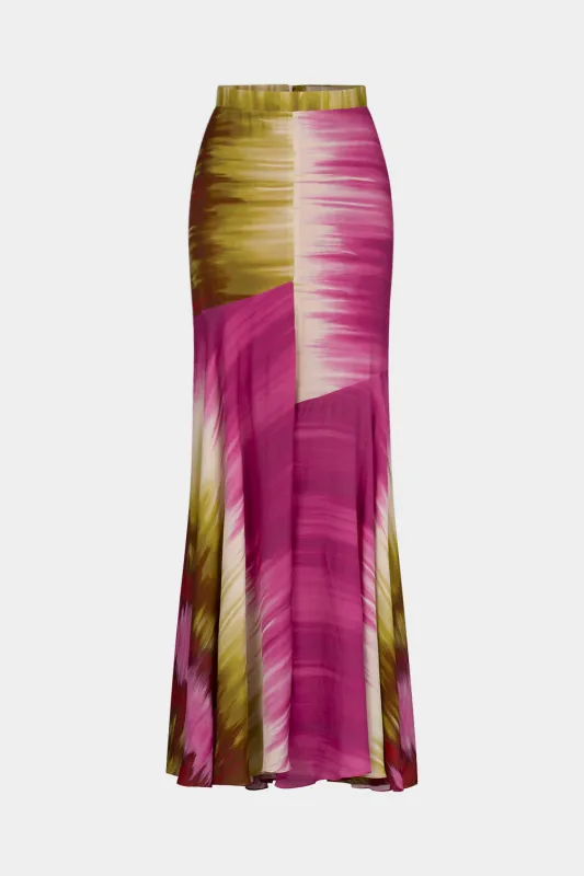 Tie farvestof ombre print patchwork lynlås nederdel sold by Micas