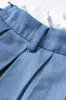 Kontrast denim plisseret patchwork nederdel sold by Micas