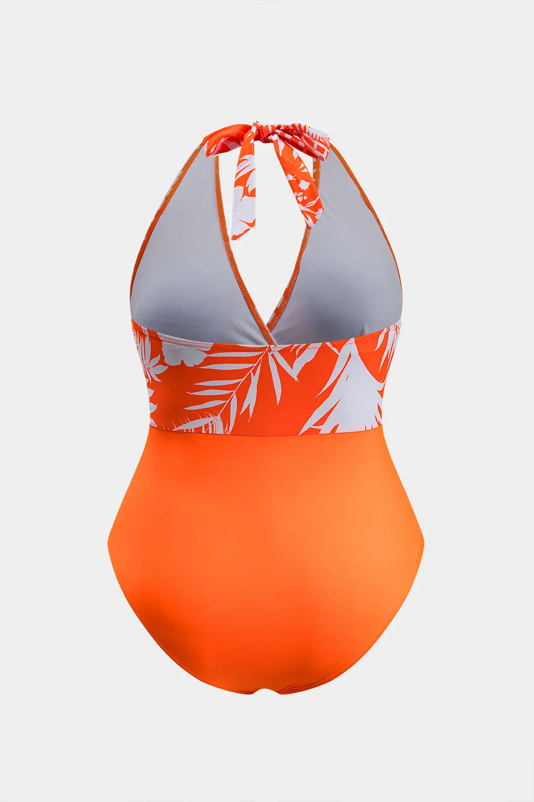 Plus størrelse blade print patchwork ruched bind bagløs mave kontrol i ét stykke badedragt sold by Micas product image thumbnail 2