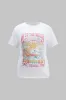 Plus størrelse sol bogstav print kortærmet t-shirt sold by Micas