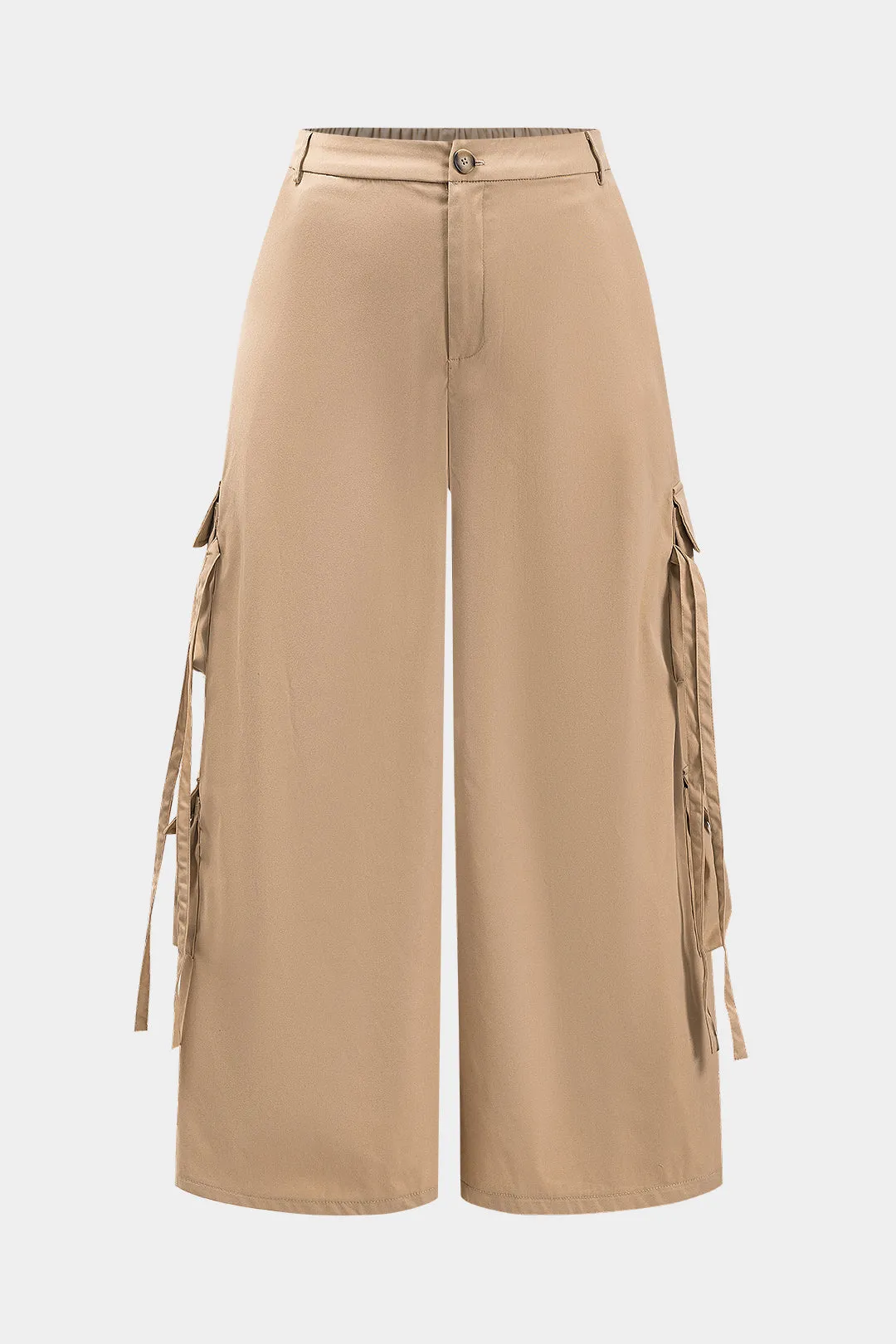 Plus størrelse klap lomme knap bred lege bukser sold by Micas