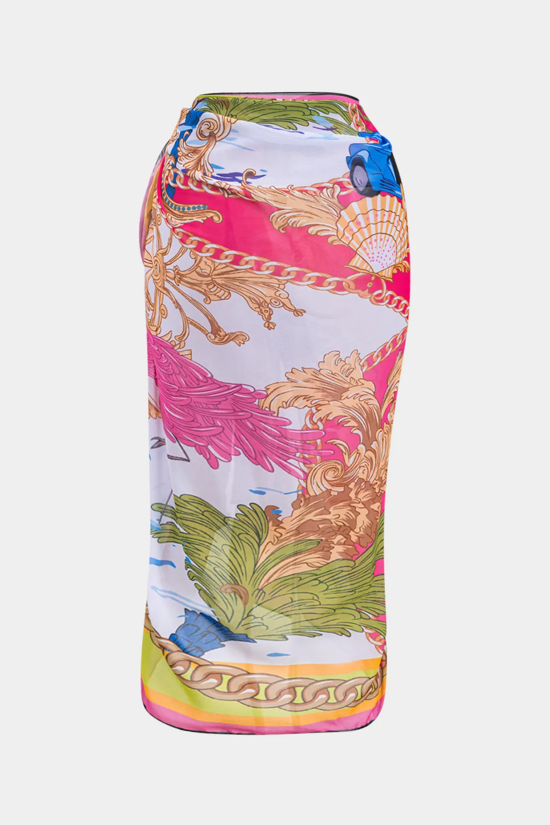 Tropisk tegneserie Chiffon Tummy Control Badetøj og Tie Front Cover Up Set sold by Micas product image thumbnail 5