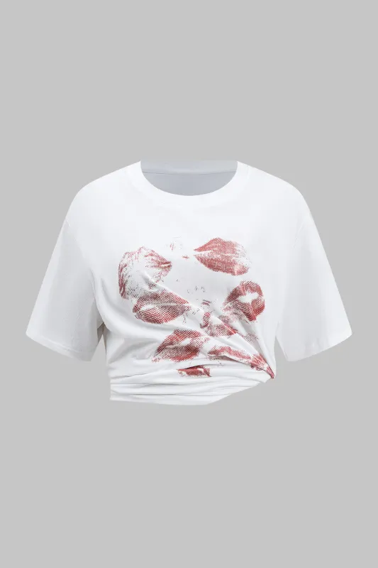 Abstrakt print kortærmet t-shirt sold by Micas