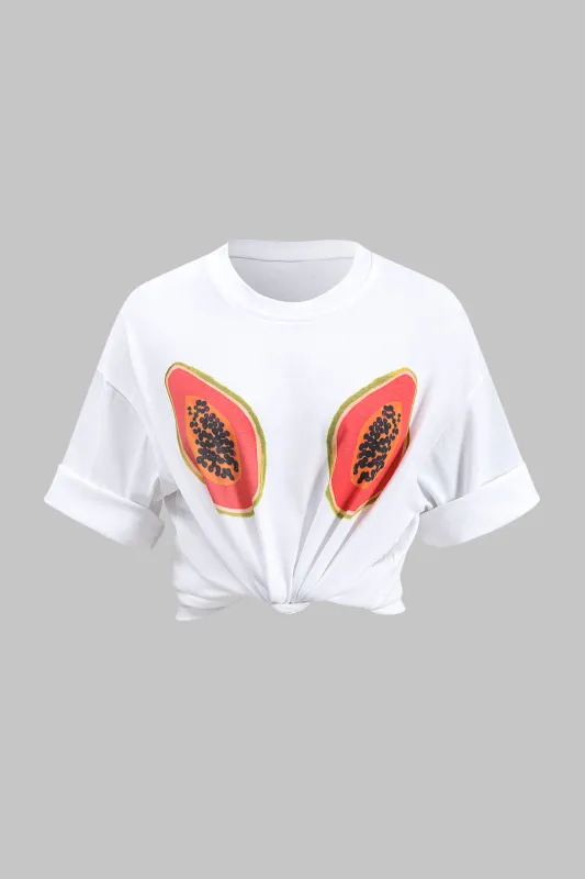 Frugtprint kortærmet t-shirt sold by Micas