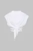 Solid Ruched Tie Front T-shirt sold by Micas