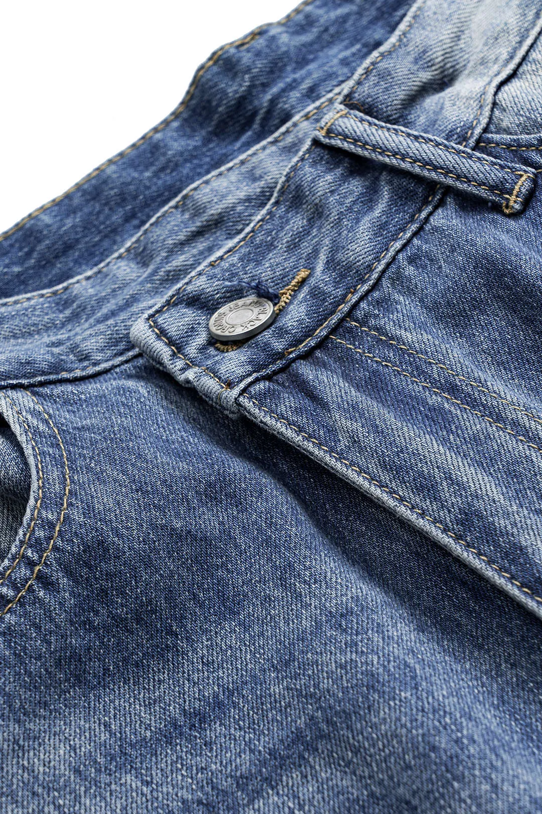 Falmede denim knap lomme brede ben jeans sold by Micas product image thumbnail 3