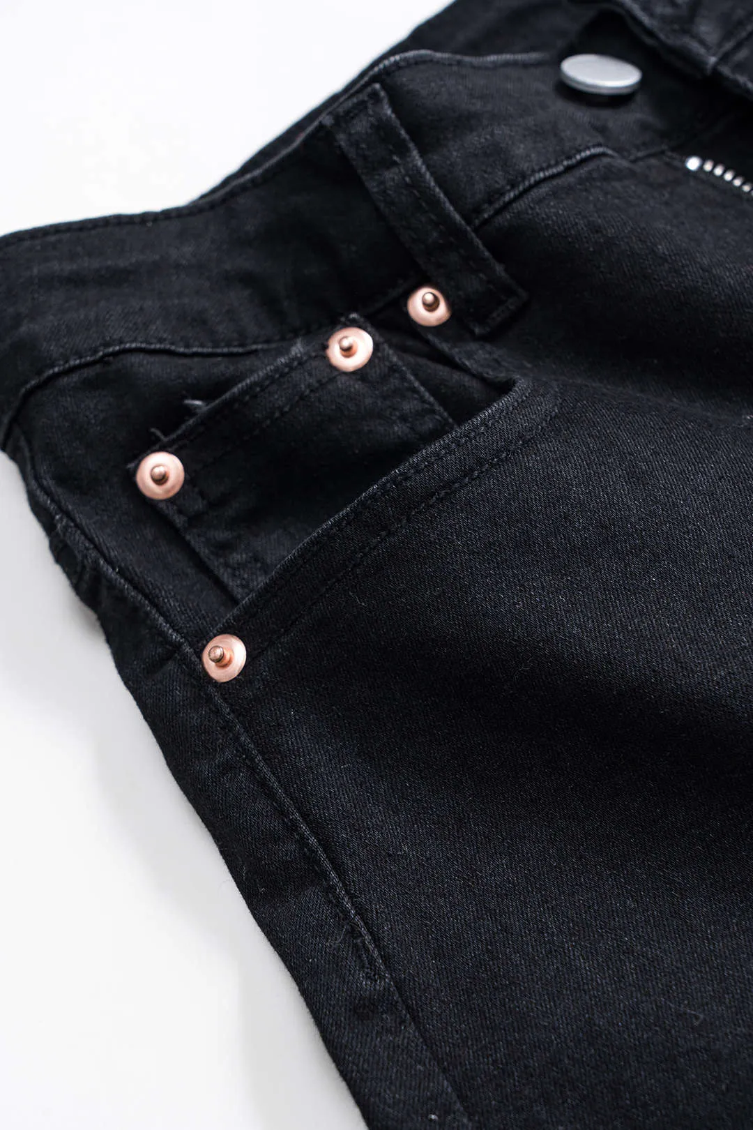 Blonder denim patchwork -knap lomme brede ben jeans sold by Micas product image thumbnail 3