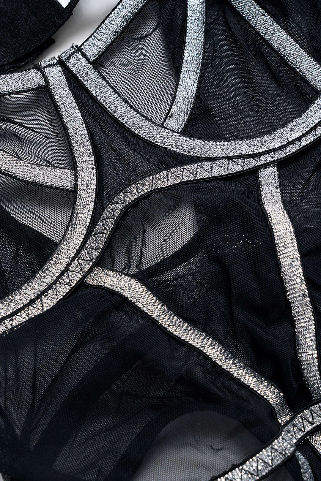 Mesh Sheer Patchwork Bustier Lingerie Garter Set sold by Micas product image thumbnail 3