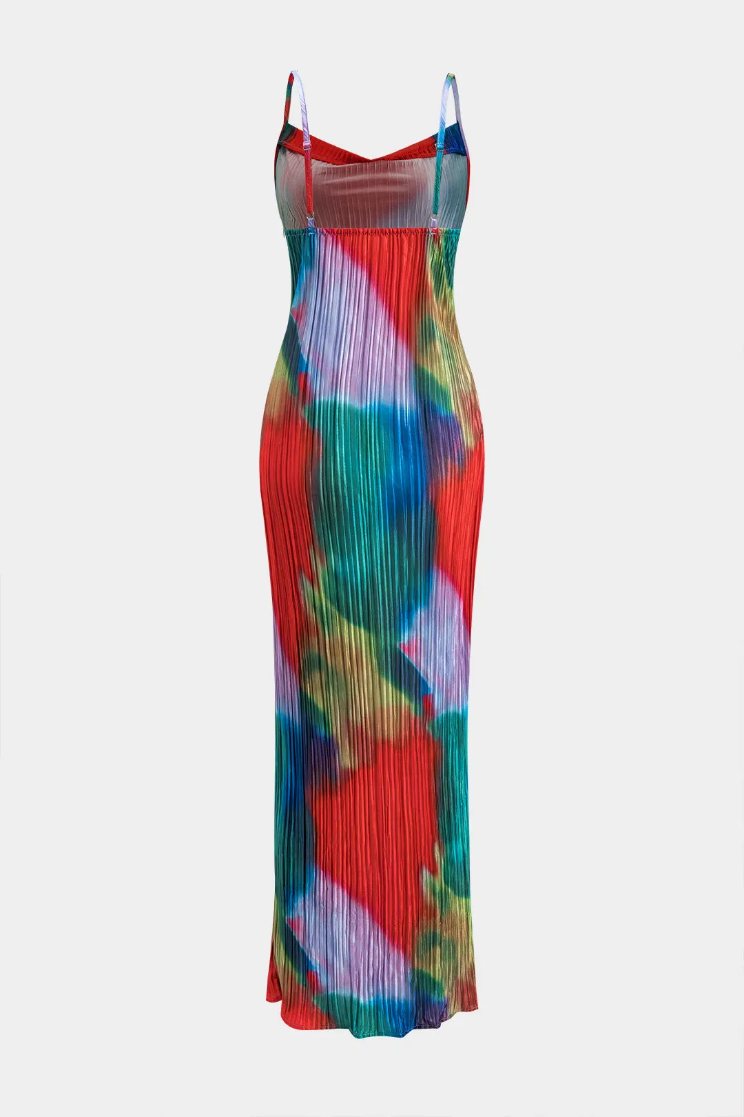 Kontrastprint satin plisseret slip maxi kjole sold by Micas product image thumbnail 2