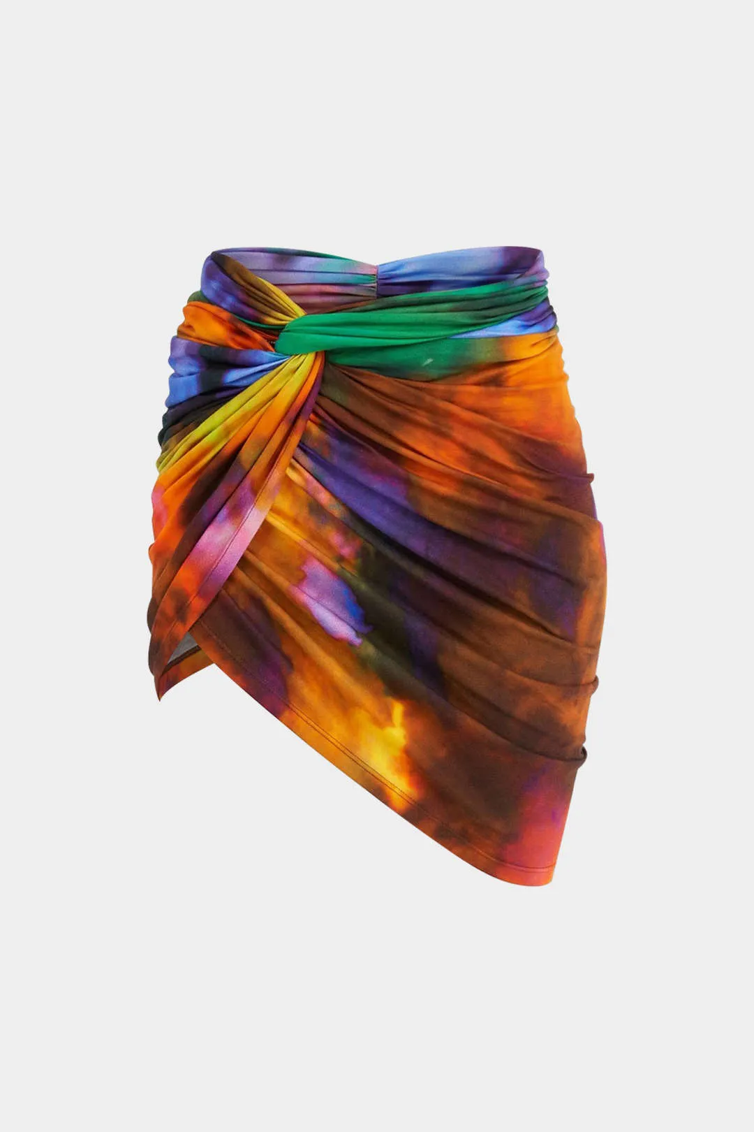 Tie farvestof ombre print ruched twist knude nederdel sold by Micas